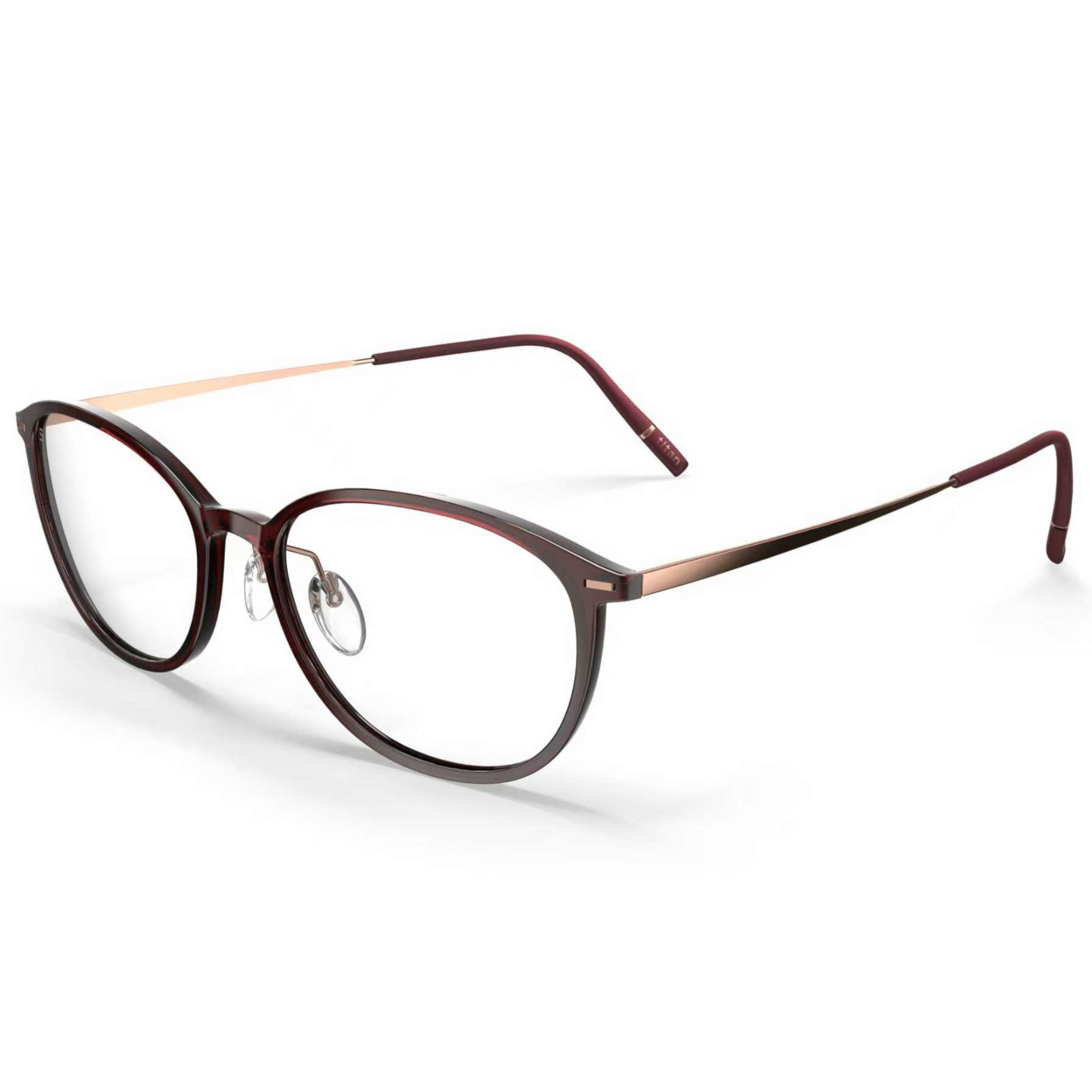 Silhouette-Fullrim-Mixed materials-深红色